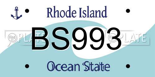BS993 Rhode Island License Plate