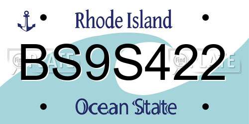 BS9S422 Rhode Island License Plate