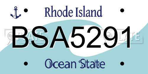BSA5291 Rhode Island License Plate