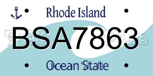 BSA7863 Rhode Island License Plate