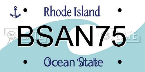 BSAN75 Rhode Island License Plate