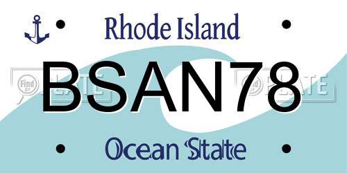 BSAN78 Rhode Island License Plate