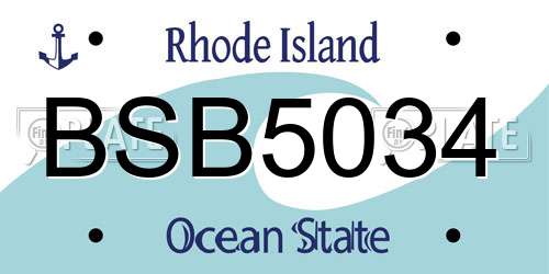 BSB5034 Rhode Island License Plate