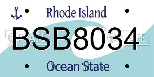 BSB8034 Rhode Island License Plate