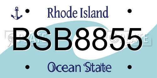 BSB8855 Rhode Island License Plate