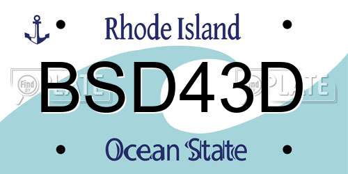 BSD43D Rhode Island License Plate