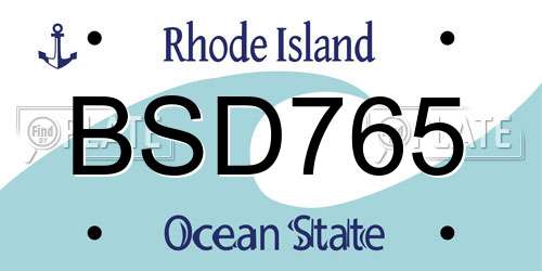 BSD765 Rhode Island License Plate