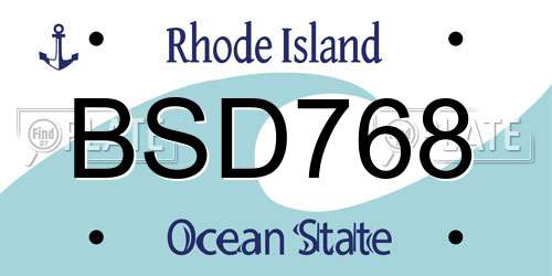 BSD768 Rhode Island License Plate