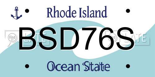 BSD76S Rhode Island License Plate