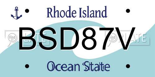 BSD87V Rhode Island License Plate