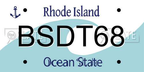 BSDT68 Rhode Island License Plate