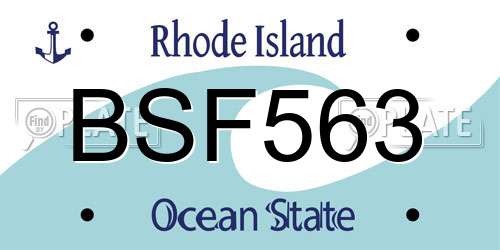 BSF563 Rhode Island License Plate