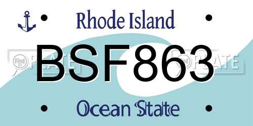 BSF863 Rhode Island License Plate