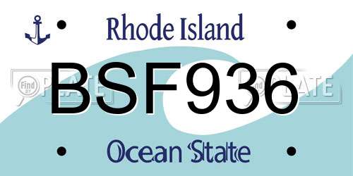 BSF936 Rhode Island License Plate