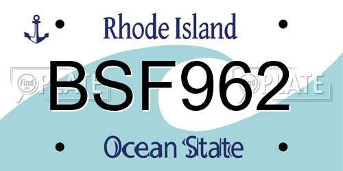 BSF962 Rhode Island License Plate