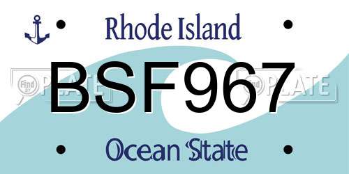 BSF967 Rhode Island License Plate