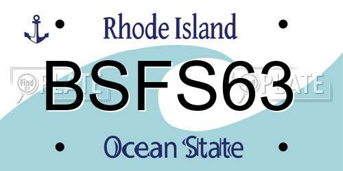 BSFS63 Rhode Island License Plate