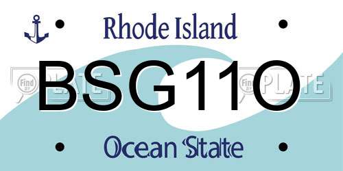 BSG11O Rhode Island License Plate