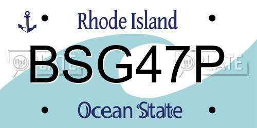 BSG47P Rhode Island License Plate