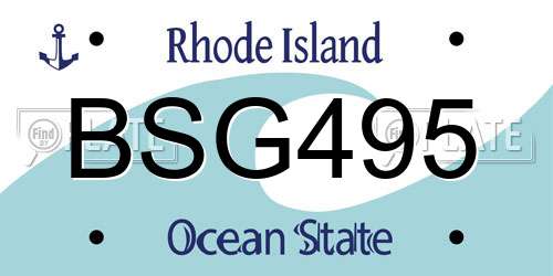 BSG495 Rhode Island License Plate