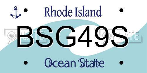 BSG49S Rhode Island License Plate