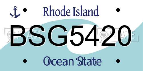 BSG5420 Rhode Island License Plate