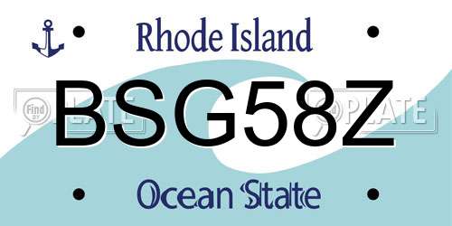 BSG58Z Rhode Island License Plate