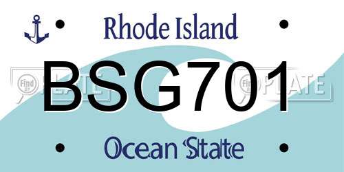 BSG701 Rhode Island License Plate