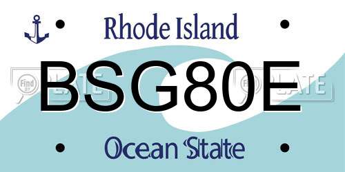 BSG80E Rhode Island License Plate