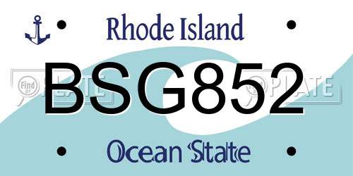 BSG852 Rhode Island License Plate