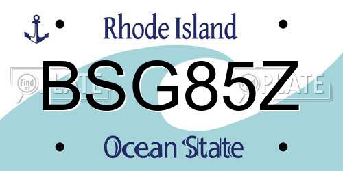 BSG85Z Rhode Island License Plate