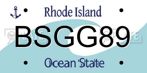 BSGG89 Rhode Island License Plate