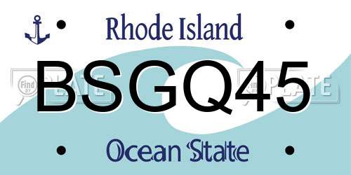 BSGQ45 Rhode Island License Plate