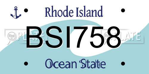 BSI758 Rhode Island License Plate