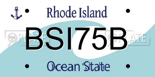 BSI75B Rhode Island License Plate