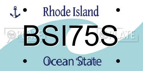 BSI75S Rhode Island License Plate