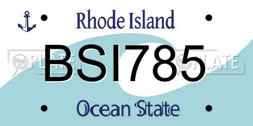 BSI785 Rhode Island License Plate