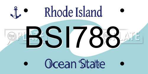 BSI788 Rhode Island License Plate