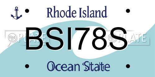 BSI78S Rhode Island License Plate