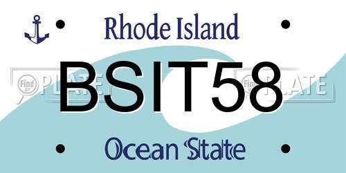 BSIT58 Rhode Island License Plate