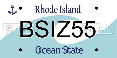 BSIZ55 Rhode Island License Plate