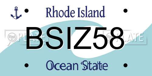 BSIZ58 Rhode Island License Plate