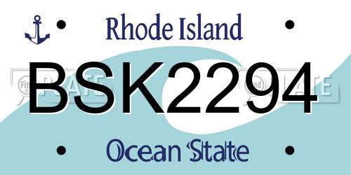 BSK2294 Rhode Island License Plate