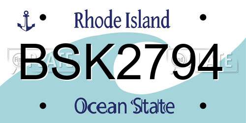 BSK2794 Rhode Island License Plate