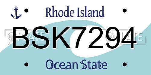 BSK7294 Rhode Island License Plate
