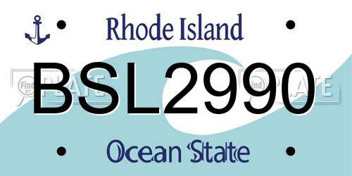 BSL2990 Rhode Island License Plate