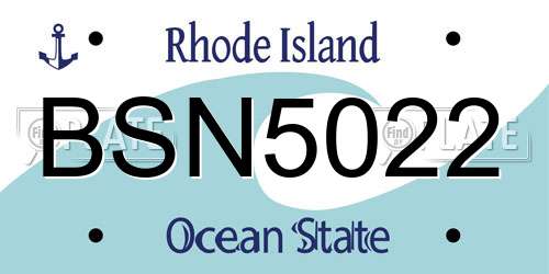 BSN5022 Rhode Island License Plate