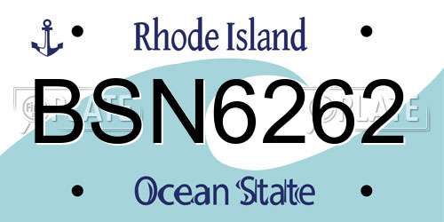 BSN6262 Rhode Island License Plate
