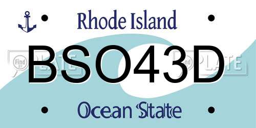 BSO43D Rhode Island License Plate