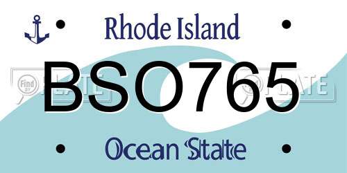 BSO765 Rhode Island License Plate